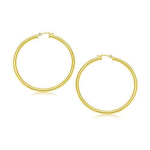 14k Yellow Gold Polished Hoop Earrings (30 mm)