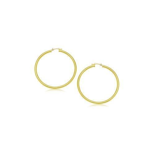 14k Yellow Gold Polished Hoop Earrings (15 mm)