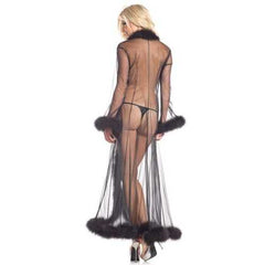 BW1650BK Marabou Robe Black