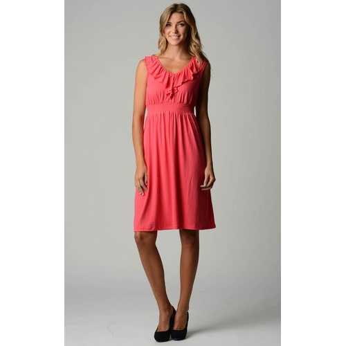 Women's Empire Waist Smocked Ruffle V-Neck Dress