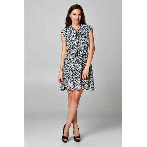 Women's Printed Tie Neck Dress