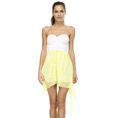 Women's Mixed Media Hi-Low Strapless Dress