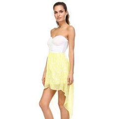 Women's Mixed Media Hi-Low Strapless Dress