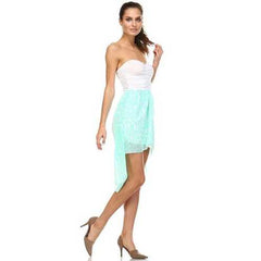 Women's Mixed Media Hi-Low Strapless Dress