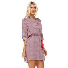 Women's Front Tassel Tie Button Up Dress