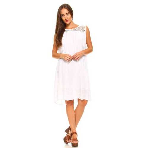 Women's Crochet Sleeveless Tunic Dress