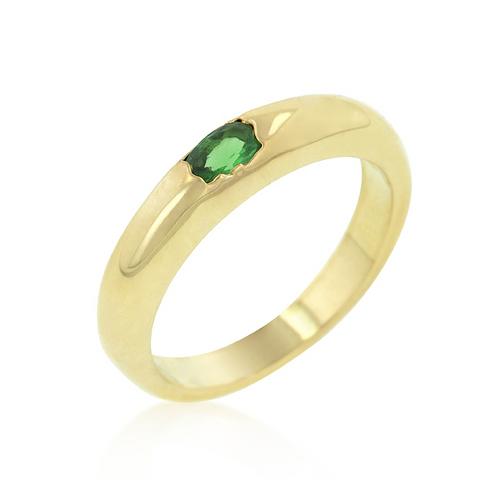 Green Oval Simple Ring