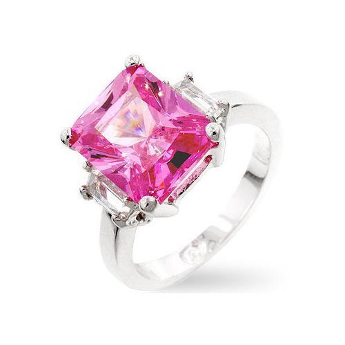 Pink Triplet Engagement Ring