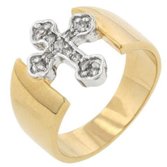 Two-tone Finish Cross Ring