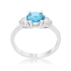 Miranna 1.2ct Blue Topaz CZ Rhodium Classic Oval Ring