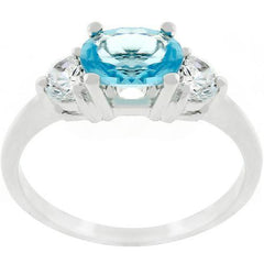 Miranna 1.2ct Blue Topaz CZ Rhodium Classic Oval Ring