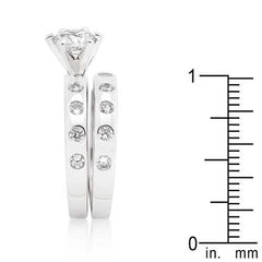 Bezel Set Round Cut Bridal Ring Set