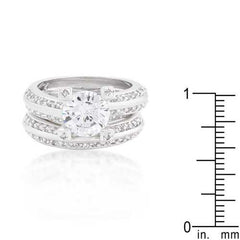 Cubic Zirconia Round Cut Pave Ring Set