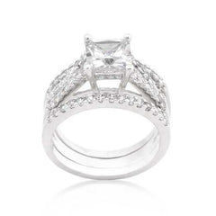 Princess Cut Cubic Zirconia Triple Bridal Set