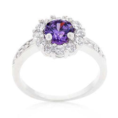 Purple Halo Engagement Ring