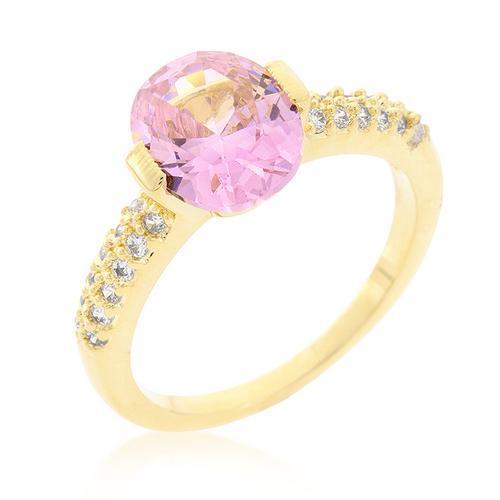 Pink Oval Cubic Zirconia Engagement Ring