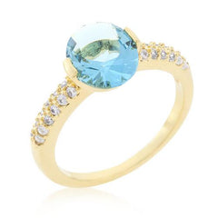 Aqua Oval Cubic Zirconia Engagement Ring