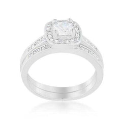 Pave Cushion Wedding Ring Set