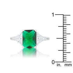 Classic Emerald Rhodium Engagement Ring