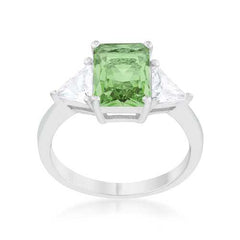 Classic Apple Green Rhodium Engagement Ring