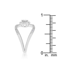 Joyce 0.4ct CZ Rhodium Delicate Floral Wrap Ring