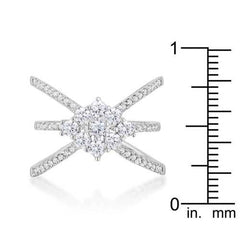 Rhodium Plated Mindy 0.8ct CZ Delicate Triple Wrap Ring