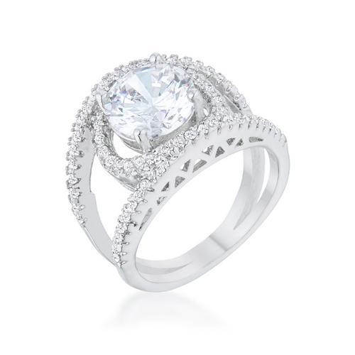 Marcie 3ct CZ Rhodium Contemporary Ring