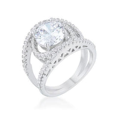 Marcie 3ct CZ Rhodium Contemporary Ring