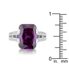 Rema 8.6ct Amethyst CZ Rhodium Emerald Classic Cocktail Ring