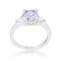 Shonda 1.8ct Lavender CZ Rhodium Cushion Classic Statement Ring