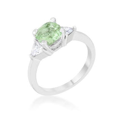 Shonda 1.8ct Peridot CZ Rhodium Cushion Classic Statement Ring