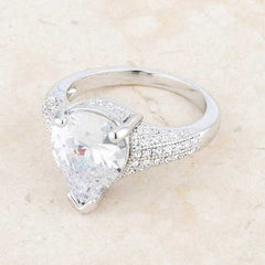 Rhyne 5.8ct CZ Rhodium Pear Cocktail Ring