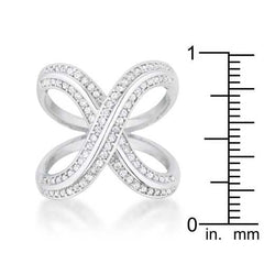 Christa 0.4ct CZ Rhodium Pave X Ring