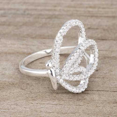 Bea 0.4ct CZ Rhodium Pave Butterfly Ring