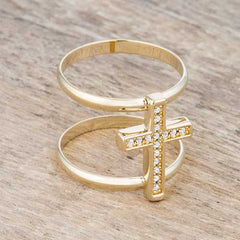 Francis 0.08ct CZ 14k Gold Contemporary Cross Ring