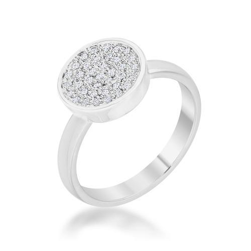 Krystal 0.2ct CZ Rhodium Pave Circle Ring