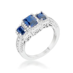 Rita 2.3ct Sapphire CZ Rhodium Classic Trio Ring