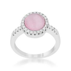 Patricia 0.3ct CZ Pink Cat's Eye Rhodium Classic Ring