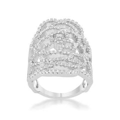 Rosa 1.25ct CZ Rhodium Filigree Cocktail Ring