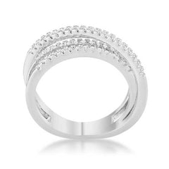 Lynn 0.25ct CZ Rhodium Twisted Trio Band Ring