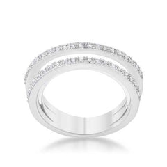 Laurie 0.2ct CZ Rhodium Contemporary Trio Band Ring