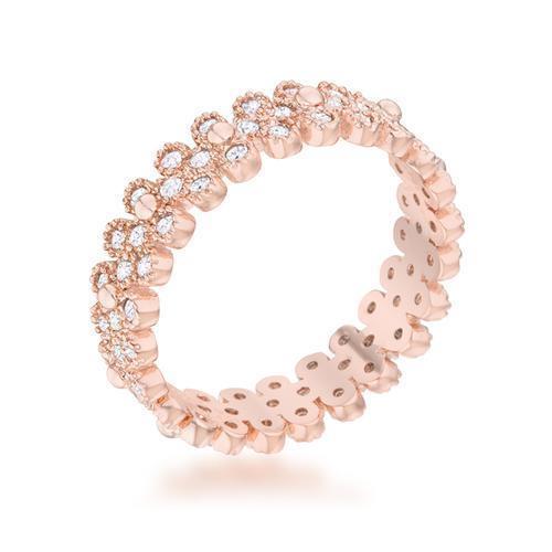 Clara 1ct CZ Rose Gold Textured Bezel Set Eternity Ring