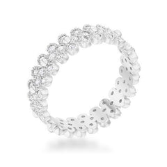 Clara 1ct CZ Rhodium Textured Bezel Set Eternity Ring