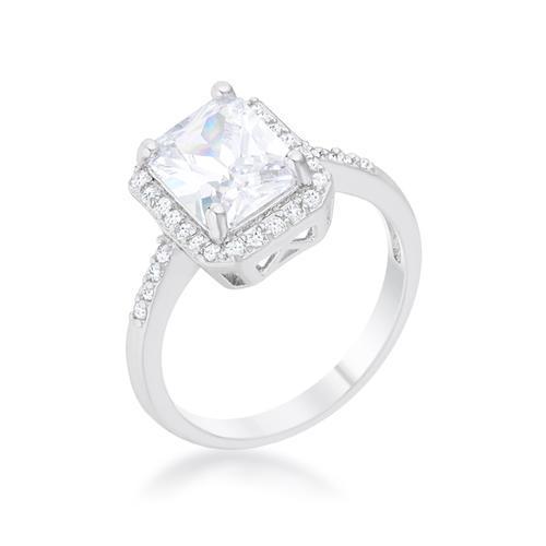 Ariana 2.95ct CZ Rhodium Classic Ring