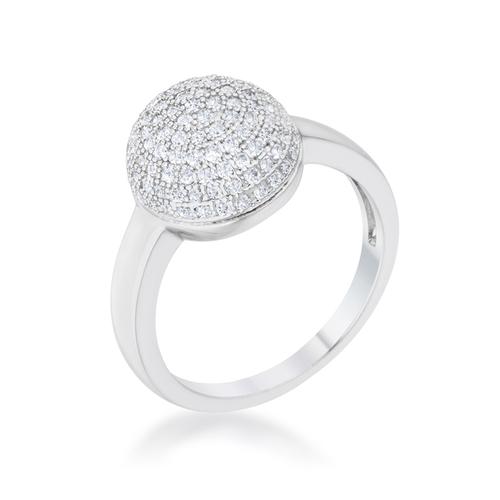 Brie 0.6ct CZ Rhodium Contemporary Sphere Ring