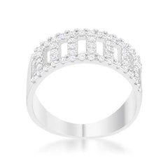 Rey 0.5ct CZ Rhodium Contemporary Band Ring