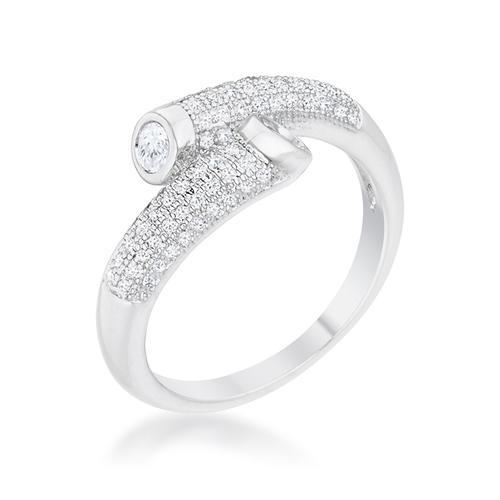 Perry 0.62ct CZ Rhodium Contemporary Wrap Ring