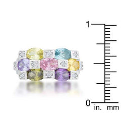 Mina 3.1ct Multicolor CZ Rhodium Cocktail Ring