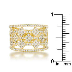 Marlene 0.6ct CZ 14k Gold Wide Band Cocktail Ring