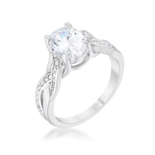 Justine 2ct CZ Rhodium Classic Oval Ring